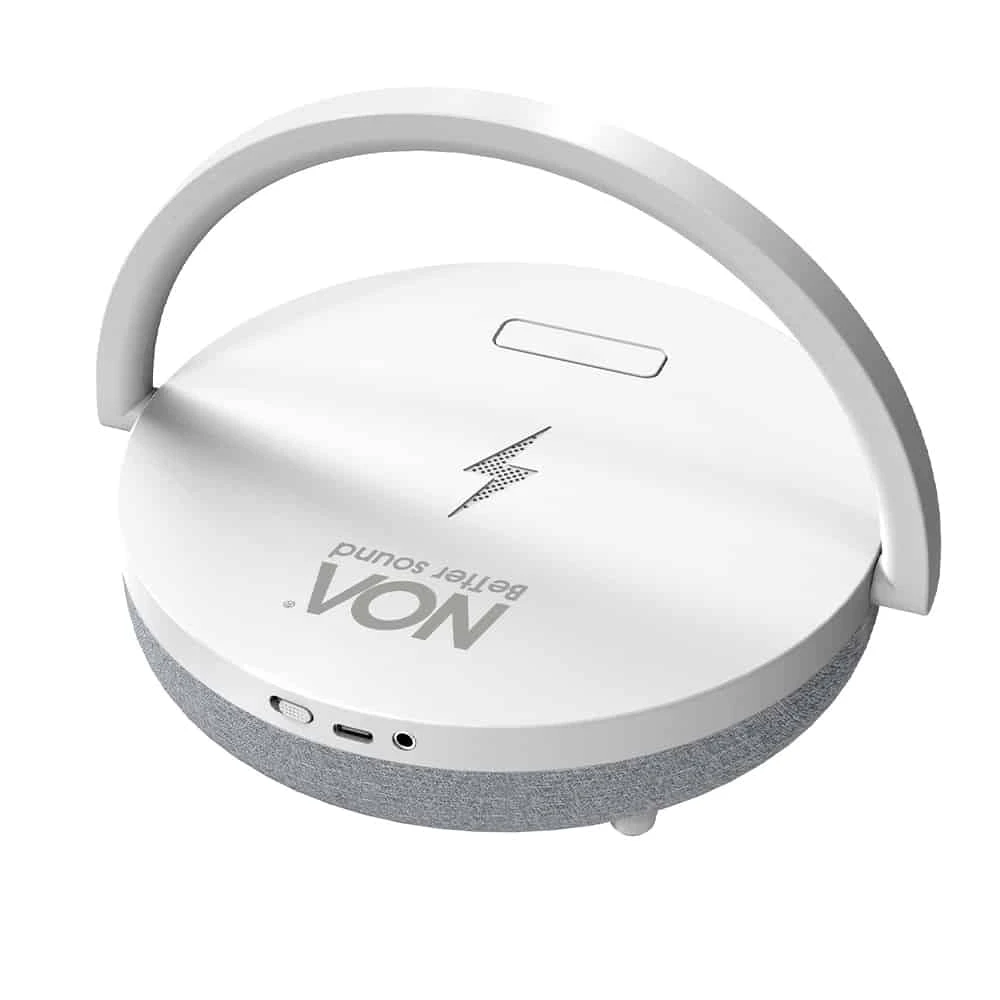 רמקול NOA V600 לבן עם מנורה וטעינה אלחוטית
