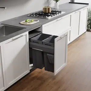 פח אשפה כפול נשלף 66L מתחבר לחזית דלת כמו מגירה