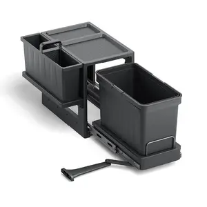 פח אשפה נשלף עם ארגונית נשלפת 18L, נפתח עם הדלת