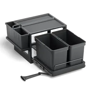 פח אשפה מחולק נשלף 36 ליטר + אירגונית נשלפת נפתח עם הדלת