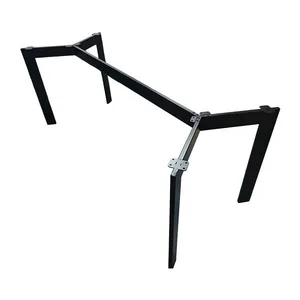 בסיס מתכת 180X70 סמ לשולחן עם רגלי חת זוויתיות, גובה 72 סמ שחור מט